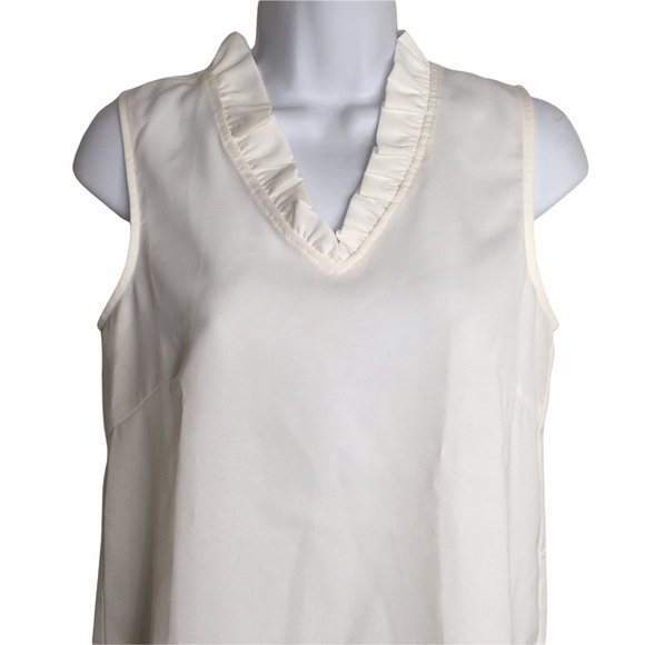 JADE Ruffle V-Neck Sleeveless Top White - Picture 9 of 10